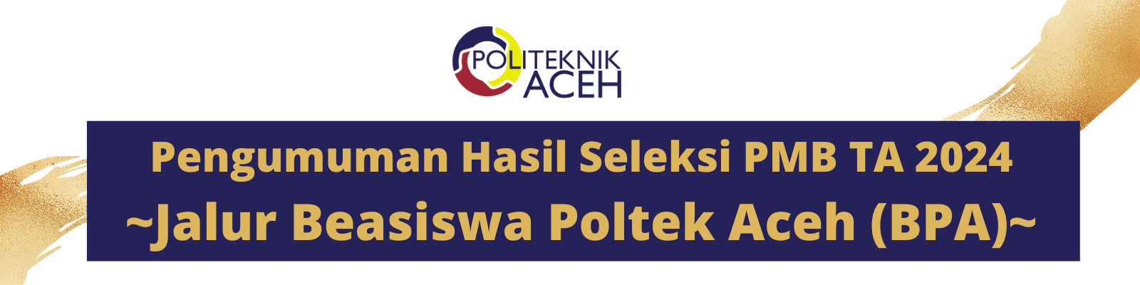 Pengumuman Hasil Seleksi Penerimaan Mahasiswa Baru Tahun 2024/2025 Jalur Beasiswa Poltek Aceh (BPA)